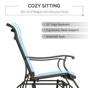 2-Person Outdoor Glider Chair, Patio Glider Rocking Chair with Mesh Seat and Backrest, Steel Frame for Outdoor, Backyard, Cream White