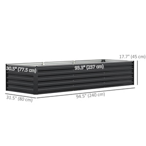 Galvanized Raised Garden Bed, 8 x 2.6 x 1.5ft Rectangular Planter Box, Reinforced Outdoor Raised Bed with Open Bottom for Vegetables, Flowers, Herbs, Dark Grey