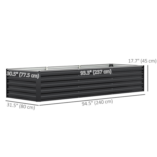Galvanized Raised Garden Bed, 8 x 2.6 x 1.5ft Rectangular Planter Box, Reinforced Outdoor Raised Bed with Open Bottom for Vegetables, Flowers, Herbs, Dark Grey