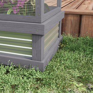 Wooden Cold Frame Greenhouse, Raised Garden Bed with Polycarbonate Greenhouse, Flower Planter Protection, 48" x 24" x 32", Grey