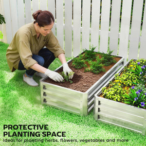 Galvanized Raised Garden Bed, 4' x 2' x 1' Metal Planter Box, for Growing Vegetables, Flowers, Herbs, Succulents, Silver