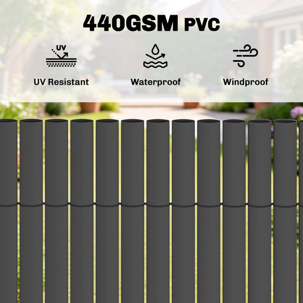 2Pcs Plastic Privacy Screening Fence, 1 m x 3 m Waterproof Windbreak Fence, UV-Resistant Garden Screening for Balcony, Terrace and Outdoor Use, Dark Grey