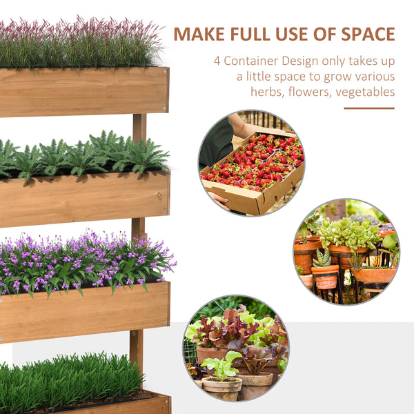 80cm x 45cm x 142cm 4-Tier Raised Garden Bed, Fir Wood Vertical Planter Box, Freestanding Elevated Plant Stand for Indoor Outdoor Use, Orange