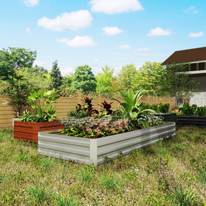 Galvanized Raised Garden Bed, 8' x 3' x 1' Metal Planter Box, for Growing Vegetables, Flowers, Herbs, Succulents, Silver