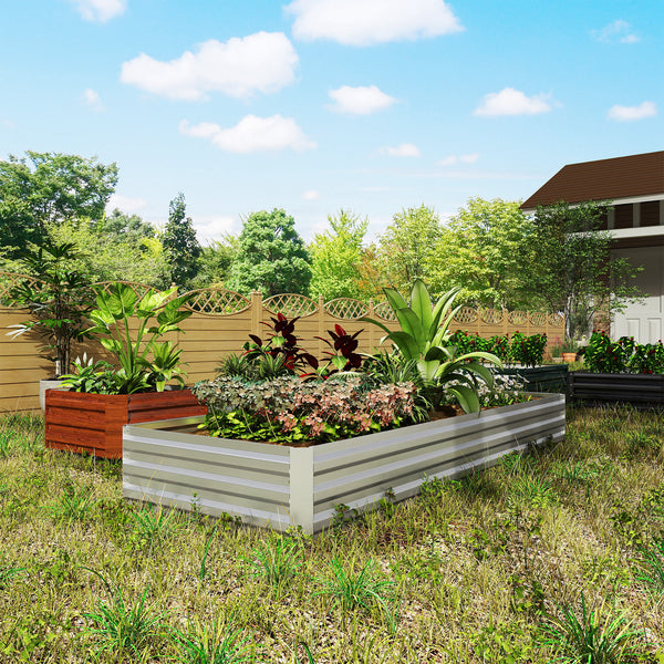 Galvanized Raised Garden Bed, 8' x 3' x 1' Metal Planter Box, for Growing Vegetables, Flowers, Herbs, Succulents, Silver
