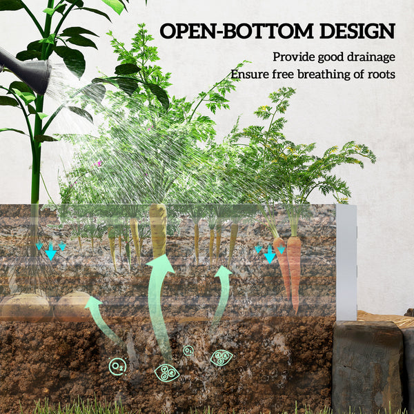 Galvanized Raised Garden Bed, 8' x 3' x 1' Metal Planter Box, for Growing Vegetables, Flowers, Herbs, Succulents, Silver