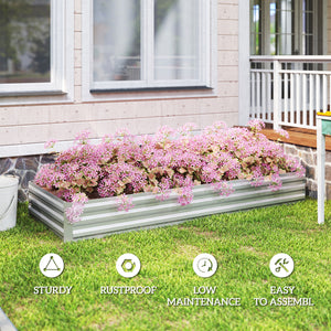 Galvanized Raised Garden Bed, 8' x 3' x 1' Metal Planter Box, for Growing Vegetables, Flowers, Herbs, Succulents, Silver