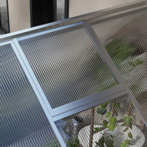 6 x 10ft Polycarbonate Greenhouse with Rain Gutters, Large Walk-In Green House with Door and Window, Garden Plants Grow House with Aluminium Frame and Foundation