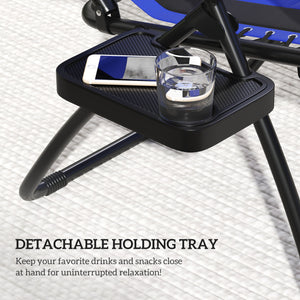 Zero Gravity Lounger Chair, Folding Reclining Patio Chair with Shade Cover, Padded Seat, Cup Holder, Soft Cushion and Headrest for Poolside, Camping, Blue