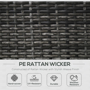 Patio Rattan Single Sofa, Outdoor Wicker Armchair with Cushions for Garden, Balcony, Porch, Grey