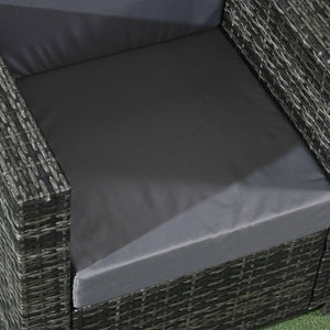 Patio Rattan Single Sofa, Outdoor Wicker Armchair with Cushions for Garden, Balcony, Porch, Grey