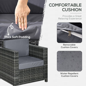 Patio Rattan Single Sofa, Outdoor Wicker Armchair with Cushions for Garden, Balcony, Porch, Grey