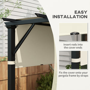 2 PCS Pergola Canopy Replacement, 4.9 x 1.2m UV Protection Pergola Cover, Easy to Install, for 3 x 3(m) Pergola, Cream White
