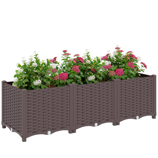 Plastic Raised Garden Bed with Legs, Self Watering Elevated Planter Boxes with Drainage Holes and Plugs, Easy Assembly Outdoor Planter Box for Vegetables, Flowers, Herbs, 120 x 40 x 37 cm