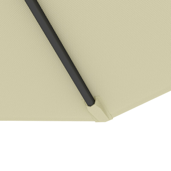 10' Deluxe Patio Umbrella, Outdoor Market Parasol, Banana Hanging Offset Sunshade with Crank, Cross Base, Beige