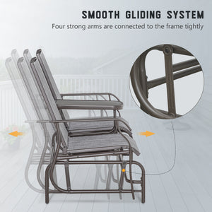 Outdoor Glider Bench with Table, Patio Loveseat for 2 Persons, Garden Glider Rocking Chair with Breathable Mesh Fabric, Grey
