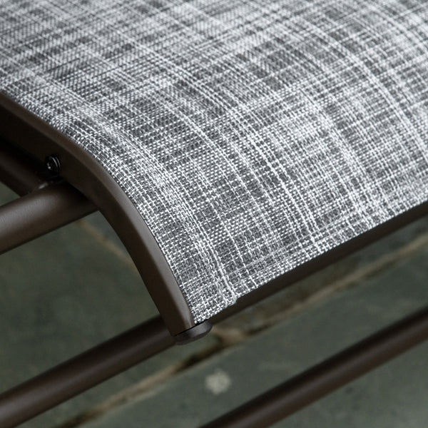 Outdoor Glider Bench with Table, Patio Loveseat for 2 Persons, Garden Glider Rocking Chair with Breathable Mesh Fabric, Grey