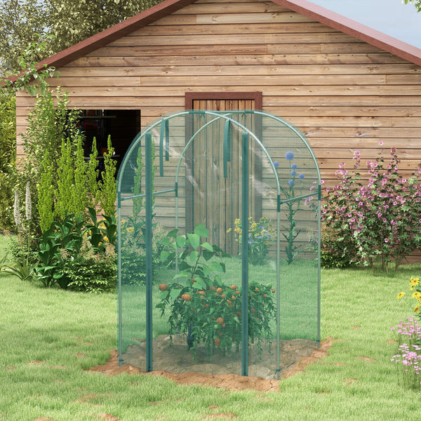 4' x 4' Crop Cage, Plant Protection Tent with Zippered Door and Galvanized Steel Frame, Fruit Cage Netting Cover for Garden, Yard, Lawn, Green