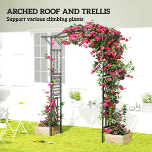 7.5ft Garden Arch, PE-Coated Steel Outdoor Trellis Arbor with Extended Upturned Top for Climbing Plants, Wedding Arch for Party Outdoor Garden Backyard, Black