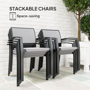 9 Pieces Patio Dining Set, Outdoor Dining Set with Easy Clean Tabletop & Stackable Breathable Chairs, Patio Table and Chairs Set for Backyard, Garden, Poolside
