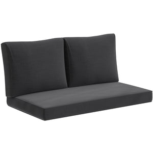 2 Seater Outdoor Seat Cushions with Backrest, Loveseat Double Sofa Outdoor Furniture Cushions, Fade-Resistant Replacement Patio Cushions for Indoor and Outdoor, Black