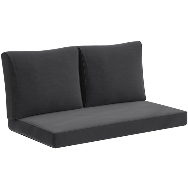 2 Seater Outdoor Seat Cushions with Backrest, Loveseat Double Sofa Outdoor Furniture Cushions, Fade-Resistant Replacement Patio Cushions for Indoor and Outdoor, Black