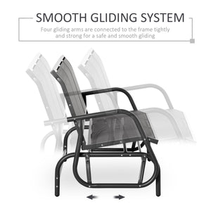 3-Seat Glider Rocking Chair for 3 People Garden Bench Patio Furniture Metal Frame, Grey