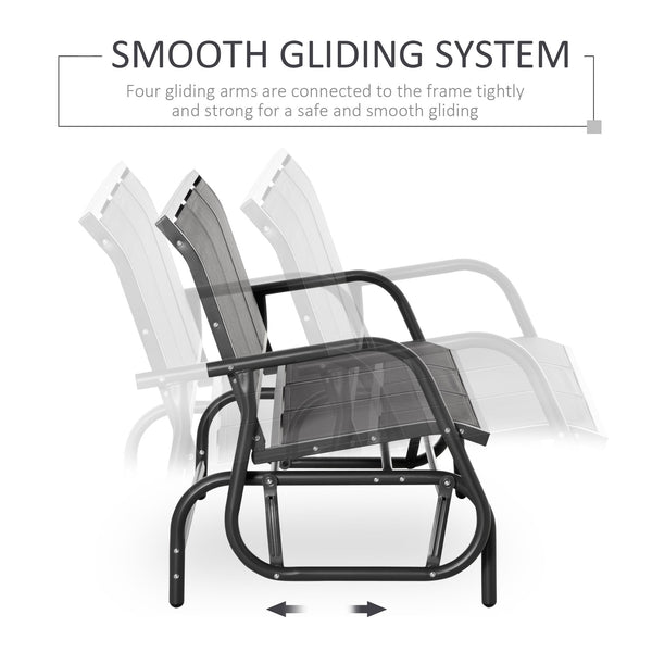 3-Seat Outdoor Glider Chair, Patio Glider Outdoor Rocking Chair with Steel Frame, Sling Fabric Seat for Garden, Backyard, Lawn, Grey