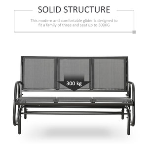 3-Seat Outdoor Glider Chair, Patio Glider Outdoor Rocking Chair with Steel Frame, Sling Fabric Seat for Garden, Backyard, Lawn, Grey