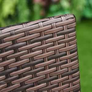 4 Pieces Outdoor PE Rattan Dining Chairs Set with Cushion, Garden Armchair with Armrests, High Backrest, Metal Frame Patio Wicker Furniture, Deep Coffee