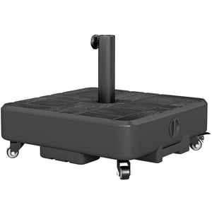 Patio Umbrella Base with Wheels, Heavy Duty Outdoor Umbrella Stand Holder, 62 lbs Water or 77 lbs Sand Filled, for 1.5"/1.9" Poles, Black