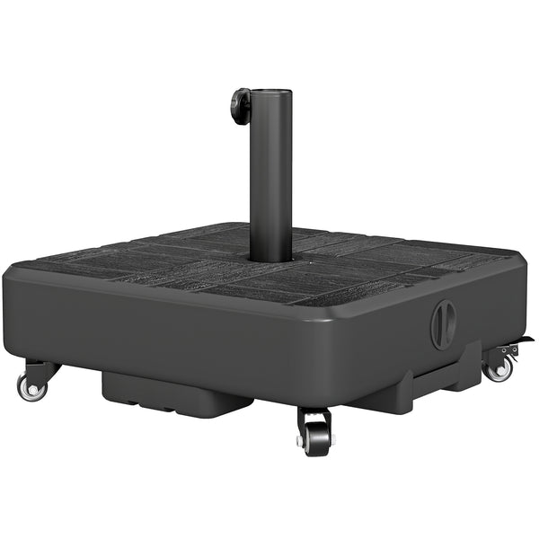 Patio Umbrella Base with Wheels, Heavy Duty Outdoor Umbrella Stand Holder, 62 lbs Water or 77 lbs Sand Filled, for 1.5"/1.9" Poles, Black