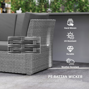 10 Seater Rattan Dining Set with Expandable Table and Nesting Chairs, Rattan Garden Furniture Set with Cushions, Outdoor Dining Table and Chairs, Sectional Corner Sofa Set, Light Grey