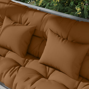 Outsunny 59" Tufted Bench Cushions & Throw Pillows, 4 Piece Swing Cushion Set, Indoor/Outdoor Replacement Bench Seat Pad, Back Cushion & 2 Pillows for Outdoor Furniture, WITHOUT SWING, Tan