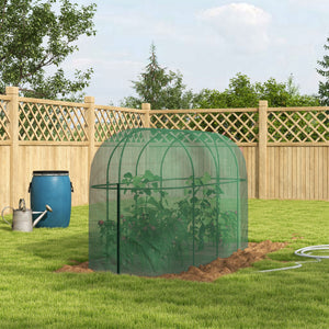 9.8 x 3.3ft Crop Cage, Plant Protector Tent, with Zipped Door and Ground Stakes for Garden, Yard, Lawn, Green