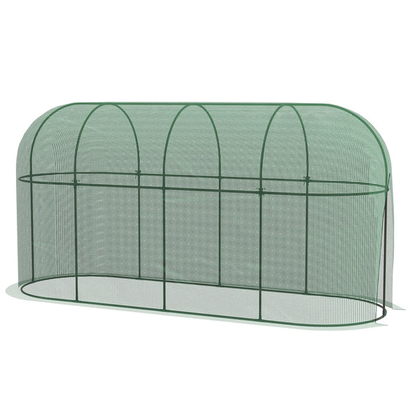 9.8 x 3.3ft Crop Cage, Plant Protector Tent, with Zipped Door and Ground Stakes for Garden, Yard, Lawn, Green