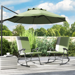 Folding Outdoor Rocking Chairs Set of 2, Oversized Outdoor Rocking Camping Chair with 400 lbs. Capacity, Wide Seat, Padded High Back for Patio, Porch, Garden, Dark Green