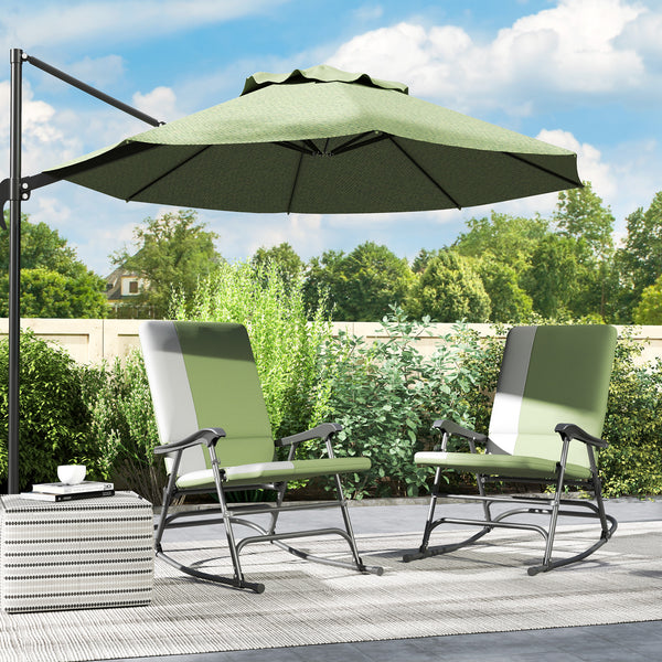 Folding Outdoor Rocking Chairs Set of 2, Oversized Outdoor Rocking Camping Chair with 400 lbs. Capacity, Wide Seat, Padded High Back for Patio, Porch, Garden, Dark Green