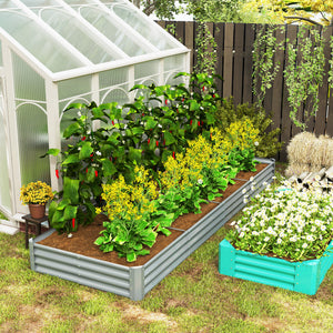 Galvanized Raised Garden Bed, 12 x 4 x 1 FT Rectangular Planter Box, Reinforced Outdoor Raised Bed with Open Bottom for Vegetables, Flowers, Herbs, Silver