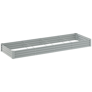 Galvanized Raised Garden Bed, 12 x 4 x 1 FT Rectangular Planter Box, Reinforced Outdoor Raised Bed with Open Bottom for Vegetables, Flowers, Herbs, Silver