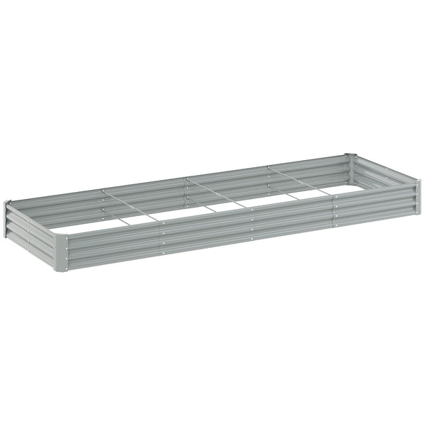 Galvanized Raised Garden Bed, 12 x 4 x 1 FT Rectangular Planter Box, Reinforced Outdoor Raised Bed with Open Bottom for Vegetables, Flowers, Herbs, Silver