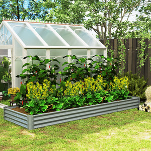 Galvanized Raised Garden Bed, 12 x 4 x 1 FT Rectangular Planter Box, Reinforced Outdoor Raised Bed with Open Bottom for Vegetables, Flowers, Herbs, Silver
