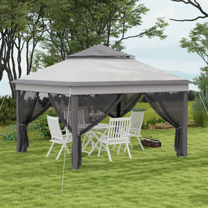 3 x 3(m) Pop Up Gazebo with Netting and Carrying Bag, Party Tent Instant Event Shelter, Height Adjustable and UV-Resistant, for Garden, Patio, Grey