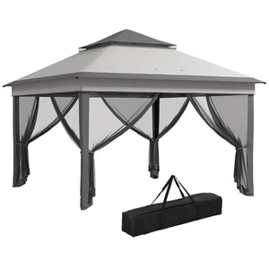 3 x 3(m) Pop Up Gazebo with Netting and Carrying Bag, Party Tent Instant Event Shelter, Height Adjustable and UV-Resistant, for Garden, Patio, Grey