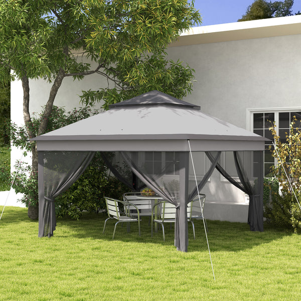 3 x 3(m) Pop Up Gazebo with Netting and Carrying Bag, Party Tent Instant Event Shelter, Height Adjustable and UV-Resistant, for Garden, Patio, Grey