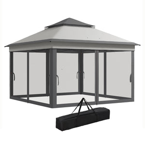 3 x 3(m) Pop Up Gazebo with Netting and Carrying Bag, Party Tent Instant Event Shelter, Height Adjustable and UV-Resistant, for Garden, Patio, Grey