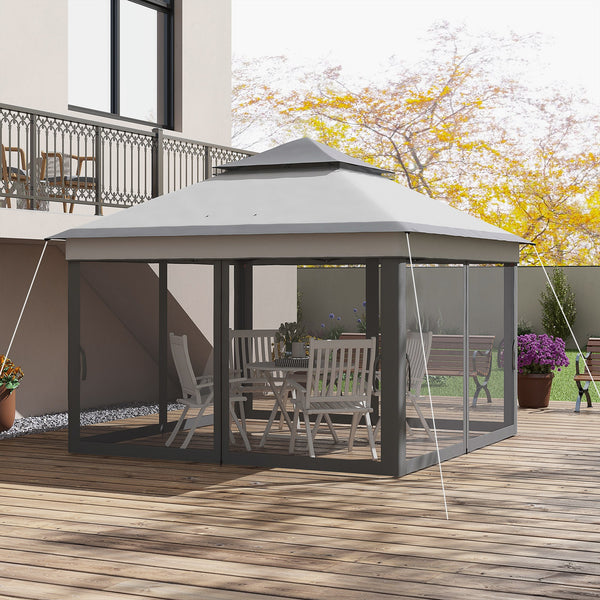 3 x 3(m) Pop Up Gazebo with Netting and Carrying Bag, Party Tent Instant Event Shelter, Height Adjustable and UV-Resistant, for Garden, Patio, Grey