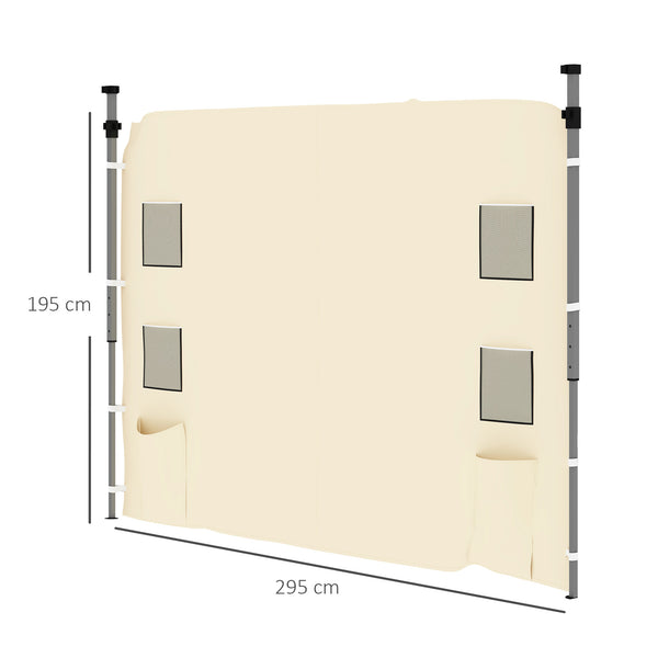 Gazebo Side Panel, Canopy Sidewall Panel with 4 Mesh Bags and 2 Storage Pockets for 3 x 3 m Straight Leg Pop Up Gazebos, 1 Pack Sidewall Only, Beige