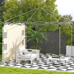 Gazebo Side Panel, Canopy Sidewall Panel with 4 Mesh Bags and 2 Storage Pockets for 3 x 3 m Straight Leg Pop Up Gazebos, 1 Pack Sidewall Only, Beige