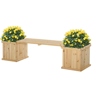 Raised Garden Bed Plant Stand Wooden Garden Planter & Bench Combination Garden Raised Bed for Patio Park, 69.25" x 15" x 15.75", Natural